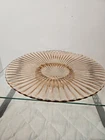 Vintage Anchor Hocking Pink Pedestal Cake Plate Unique Ball Type Legs Ribbed...