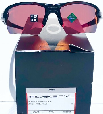NEW* Oakley FLAK 2.0 Black PRIZM Field Baseball Golf XL Sunglass