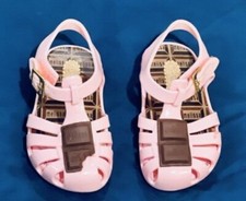 Mini Melissa Pink Sandals With Chocolate Squares and a Bite on Top Toddler Sz 5