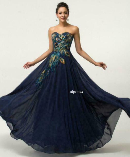 Women's Peacock Evening Party Long Prom Bridesmaid Dress Lady Formal Ball Gowns | eBay Women's Peacock Evening Party Long Prom Bridesmaid Dress Lady Formal Ball Gowns | eBay