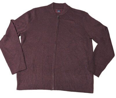 UNTUCKit Mens Full Zip Sweater Long Sleeve Fine Merino Wool