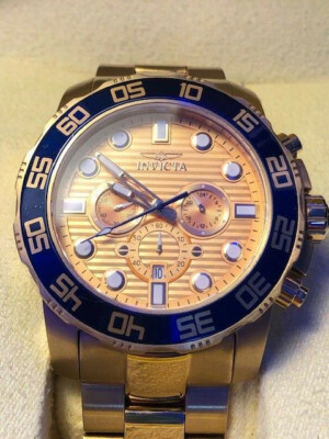 Invicta Watch 22227 PRO DIVER 50mm Quartz Chrono Gold SS Bracelet