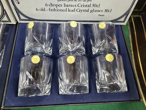SERIE DE 12 VERRES 6 VERRES BAS + HAUT EN CRISTAL TAILLE - Photo 9 sur 20