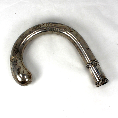 Antique c1900 Cane Handle Holger Fischer Danish 830 Silver Engraved Floral Braid