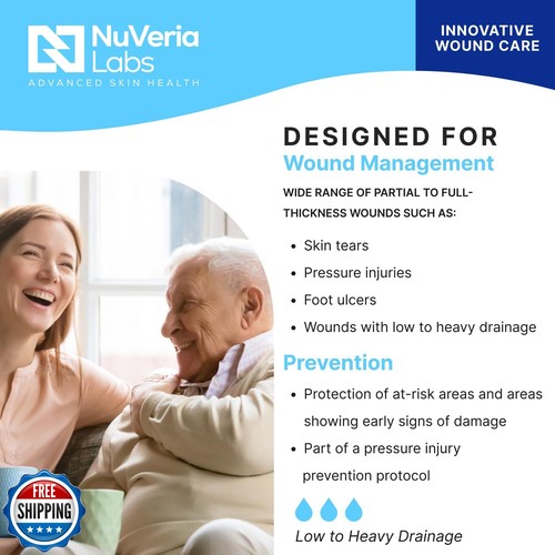 Nuveria Labs Hospital Grade Sacral Bordered Silicone Foam Wound Dressing - Ge - Picture 3 of 5