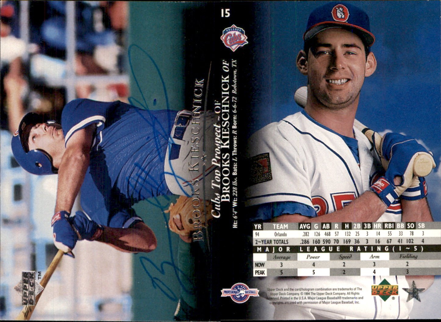 Brooks Kieschnick Signed 1995 Upper Deck Minor League #15 Card Orlando Cubs