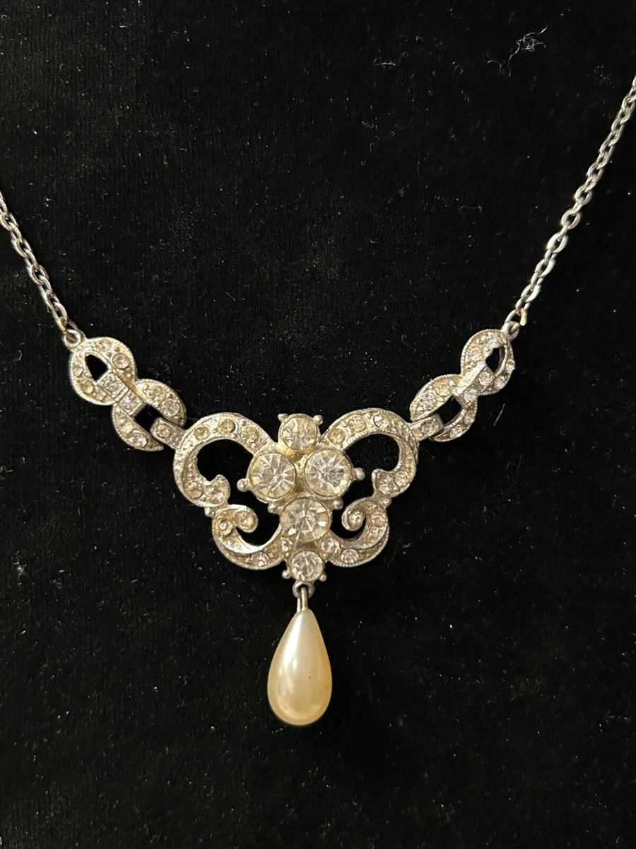 Pearl and store rhinestone necklace