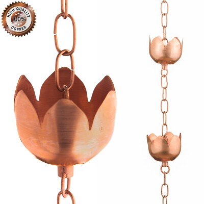 Marrgon Copper Water Chain with Tulip Styled Cups   Durable & Thick Rain Chain