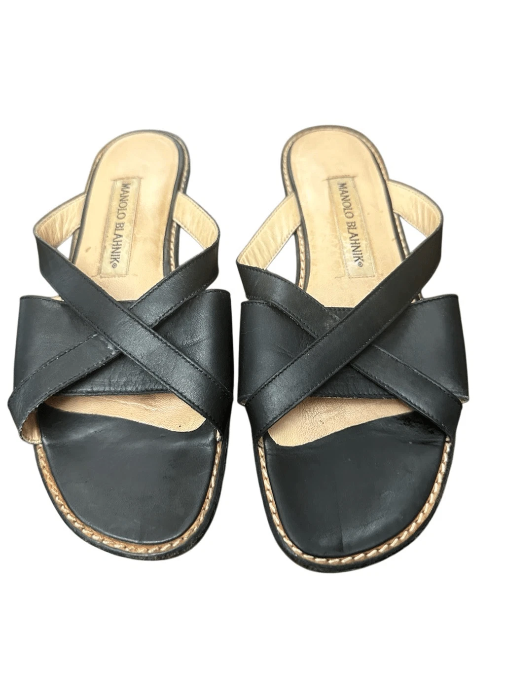 MBT Manolo Blahnik sandalo slip ballerine pelle nero donna 351 2