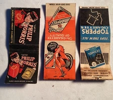 3 Vintage Tobacco Cigarette Used Matchbooks Phillip Morris Marvels Toppers