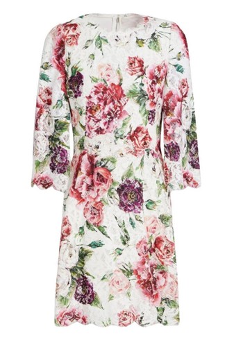 4500GBP DOLCE & GABBANA SICILY WHITE PINK PEONY ROSE LACE SHIFT DRESS 46 UK14 L - Picture 2 of 8