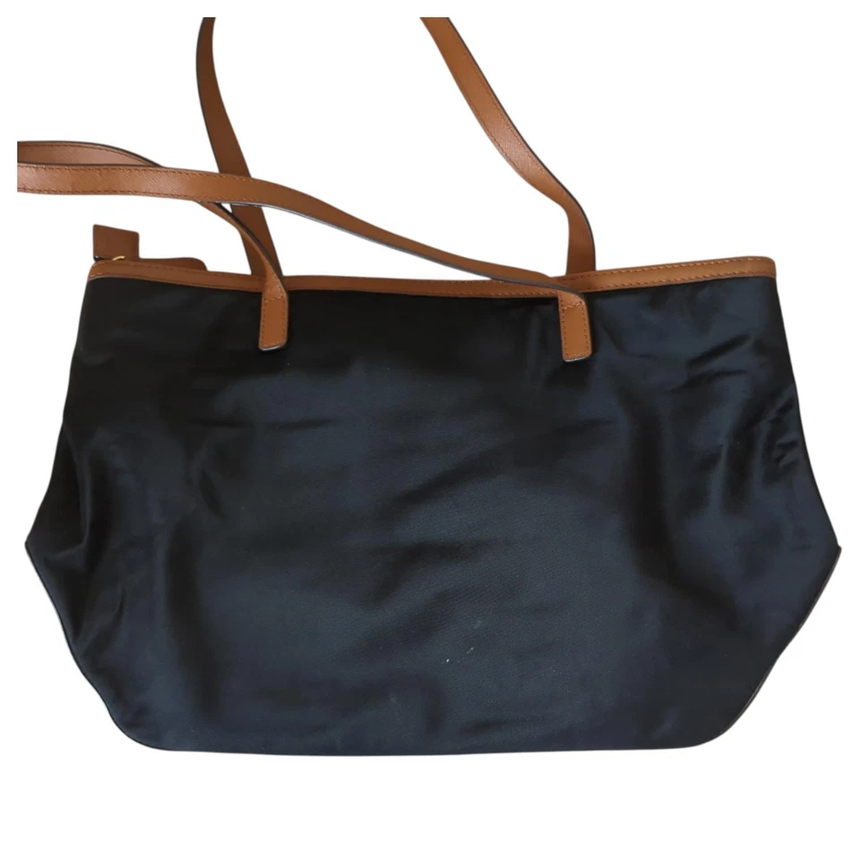 Michael Kors Bag Tote Kempton Black Nylon Leather Edging Gold Lock Accent - Image 2 of 4