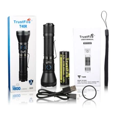 TrustFire T40R Tactical Flashlight - 1800LM, 550m Range Rechargeable LED Torch E