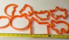 Vintage Wilton Halloween Cookie Cutter Set of 8 Large Orange Plastic Pumpkin Gho