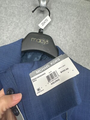 MICHAEL KORS Suit Jacket Men's Size 40L Blue Tic Modern Fit