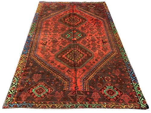 Authentic Hand Knotted Vintage Tribal Shrz Wool Area Rug 7.5 x 4.10 Ft (673 PF)
