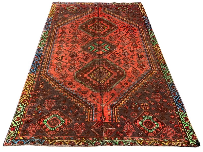 Authentic Hand Knotted Vintage Tribal Shrz Wool Area Rug 7.5 x 4.10 Ft (673 PF)