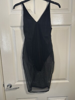knee length dresses for ladies Wyatt Slinky And Mesh Maxi Dress - Black main image 1