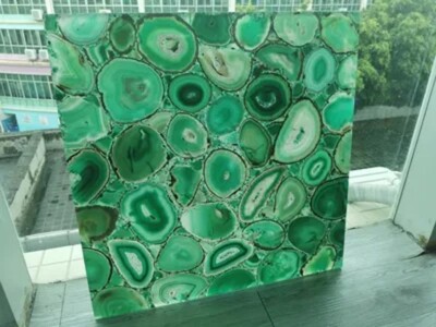 Luxury Indoor Full Body Polished Green Agate Slab Wholesale Wall Floor Tiles top