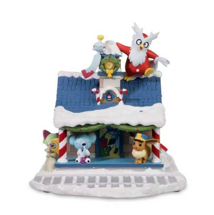 Pokemon Center Holiday Station Arrivals Holiday Pokémon Village Figure |  eBay