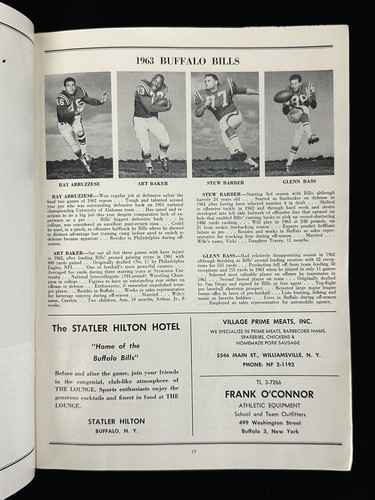 August 24, 1963 Buffalo Bills AFL Football Program vs Boston Patriots - VG - 第 8/9 張圖片