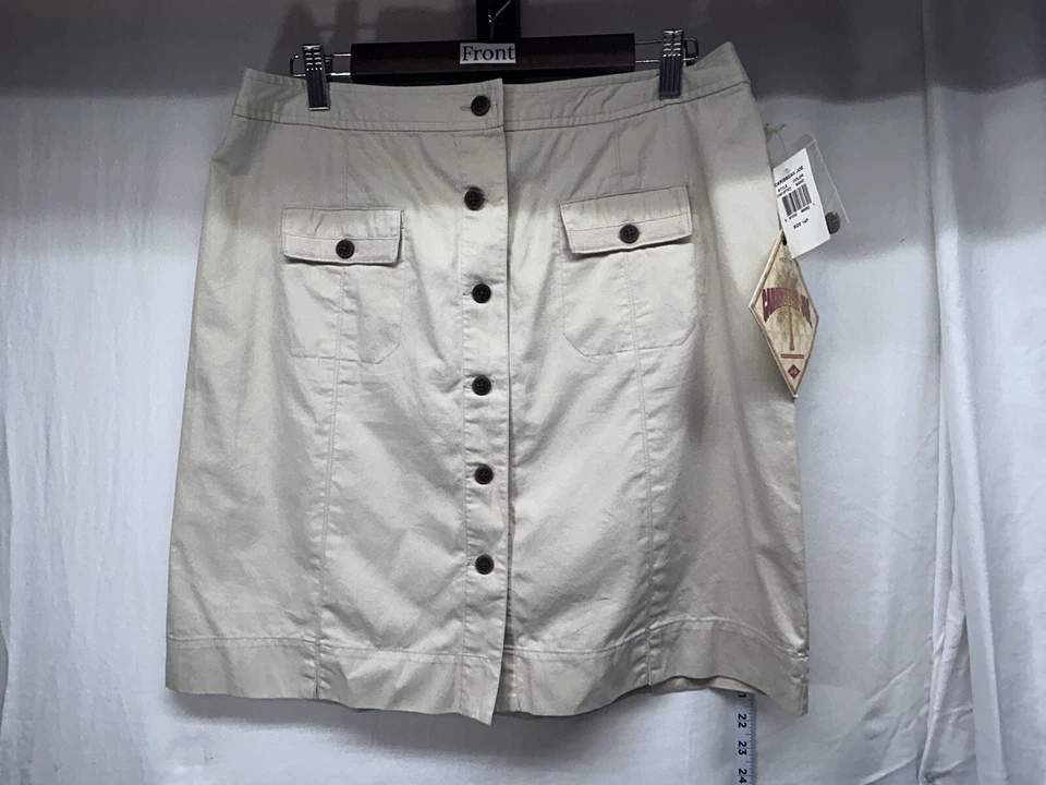 NWT Caribbean Joe Khaki Button up Skirt Size 14 Petite Color: Sand Pockets - Image 4 of 4