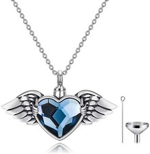 Angel Wing with Urn Necklace for Ashes Sterling Silver Hold You in My Heart