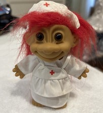 Vintage TROLL Doll Hospital NURSE Red Cross Uniform Red Hair Russ 5"