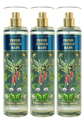3 QTY BATH & BODY WORKS FRESH JUNGLE RAIN FINE FRAGRANCE MIST BODY SPRAY 8 OZ