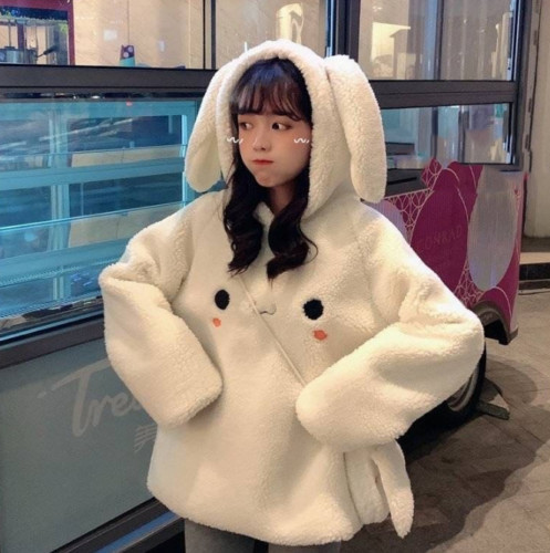 Japanese Bunny Face Kawaii Harajuku Hooded Rabbit Ear Loose Sweater Hoodie  | eBay