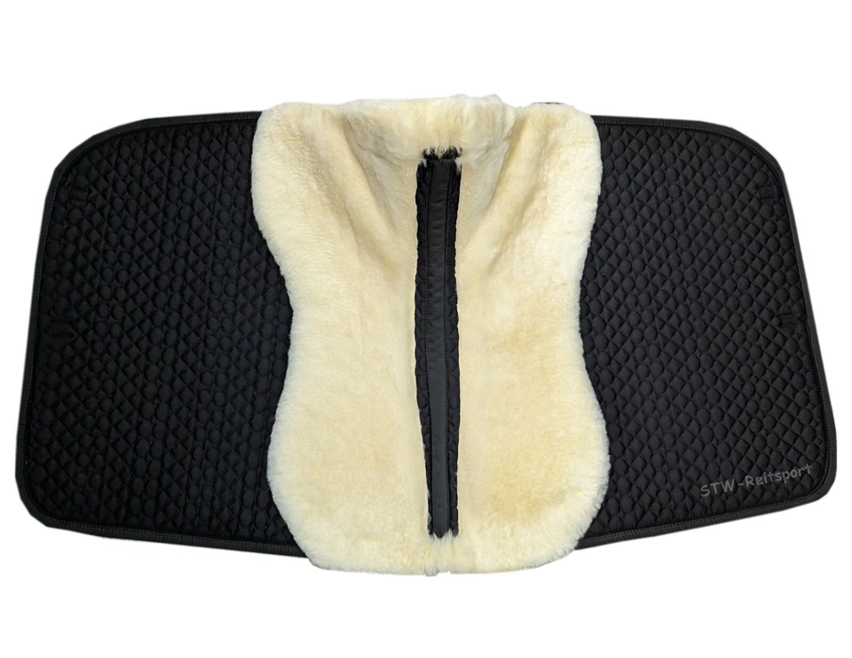 Dressur Schabracke, Satteldecke, Lammfell, anatomisch,  schwarz, neu, Kordel - Bild 3 von 4