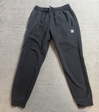 Adidas Originals Trefoil Essential Joggers Mens M Black Relaxed Fit Zip Pockets
