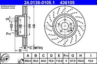 2X Bremsscheibe ATE 24.0136-0105.1 FüR W220 Klasse C215 Mercedes V220 AMG 215