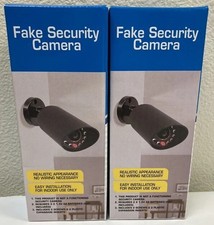 2-Pack Fake Security CCTV Camera Dummy Camera w/ Flashing Red LED Light - BLACK