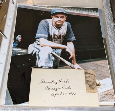 Stan Hack Chicago Cubs Signed Cut With 8x10 Photo W/Our COA