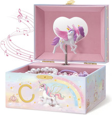 Unicorn Musical Jewelry Box Gift for Girls Kids Box Only -Letter C