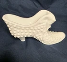 Fenton Vintage Hobnail White Milk Glass Cathead Shoes/Slipper