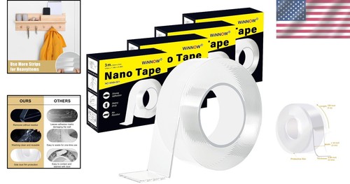 Clear Double-Sided Tape - Reusable, Strong Hold for Walls, Arts & Crafts, 40ft - Picture 2 of 11