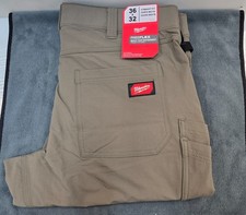 Milwaukee Men's 36 in. x 32 in. Brown FREEFLEX Tech Work Pants with 7 Pockets