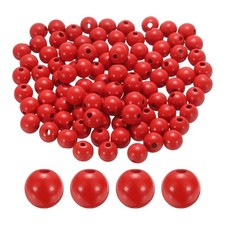 100pcs 16mm Red Round Wood Beads 3.3mm Large Hole for Jewelry Making