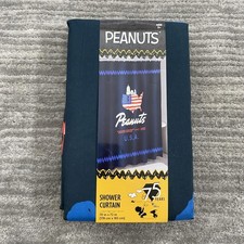 Peanuts Snoopy USA Map 75 Years Fabric Shower Curtain 70x72 Polyester Blue