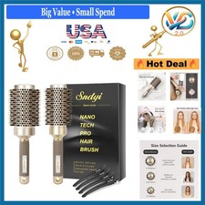 2 Pack Ceramic Ionic Round Hair Brush Set for Styling & Straightening