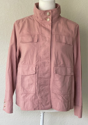 NWT $120 LOFT Linen Blend Button Up Mock Neck Coat / Jacket Wms MP Dusty Rose