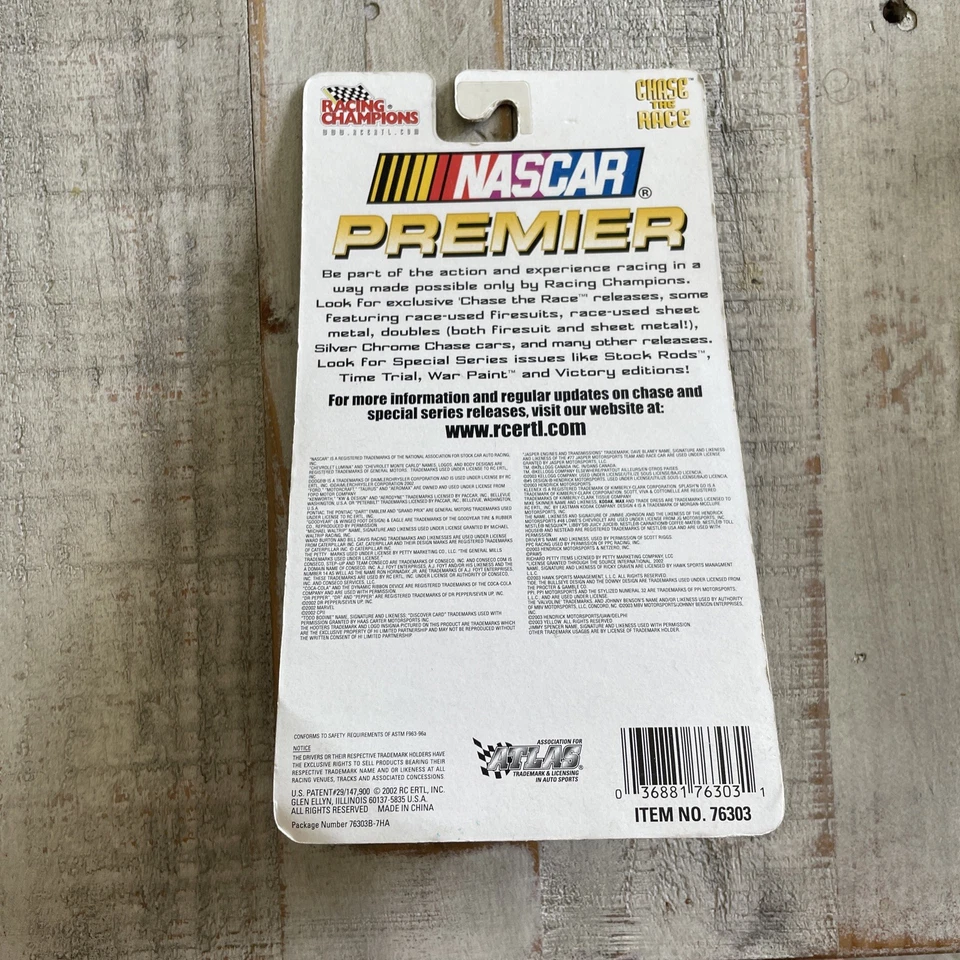 Racing Champions 2003 Premier Nascar Chase The Race Ward Burton Diecast And Card - Image 2 of 2