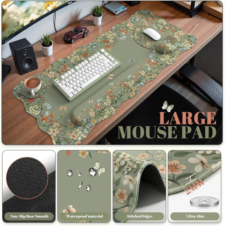 Icasso Desk Mat Set,Large Mouse Pad with Wrist Rest,Ergonomic Keyboard Wrist Sup - Image 2 of 4