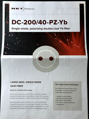 NKT Photonics DC-200/40-PZ-Yb Bare Gain Fiber 3m Single-Mode Yb New