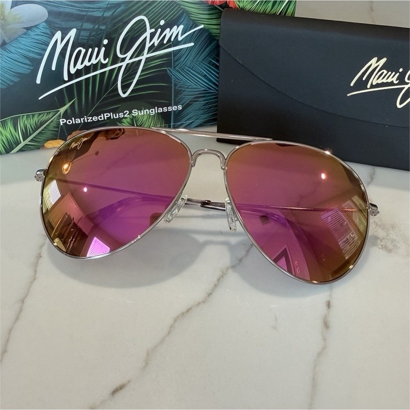 NEW Maui Jim MAVERICKS Rose Gold POLARIZED Sunrise Pink Mirror Sunglass P264-16R