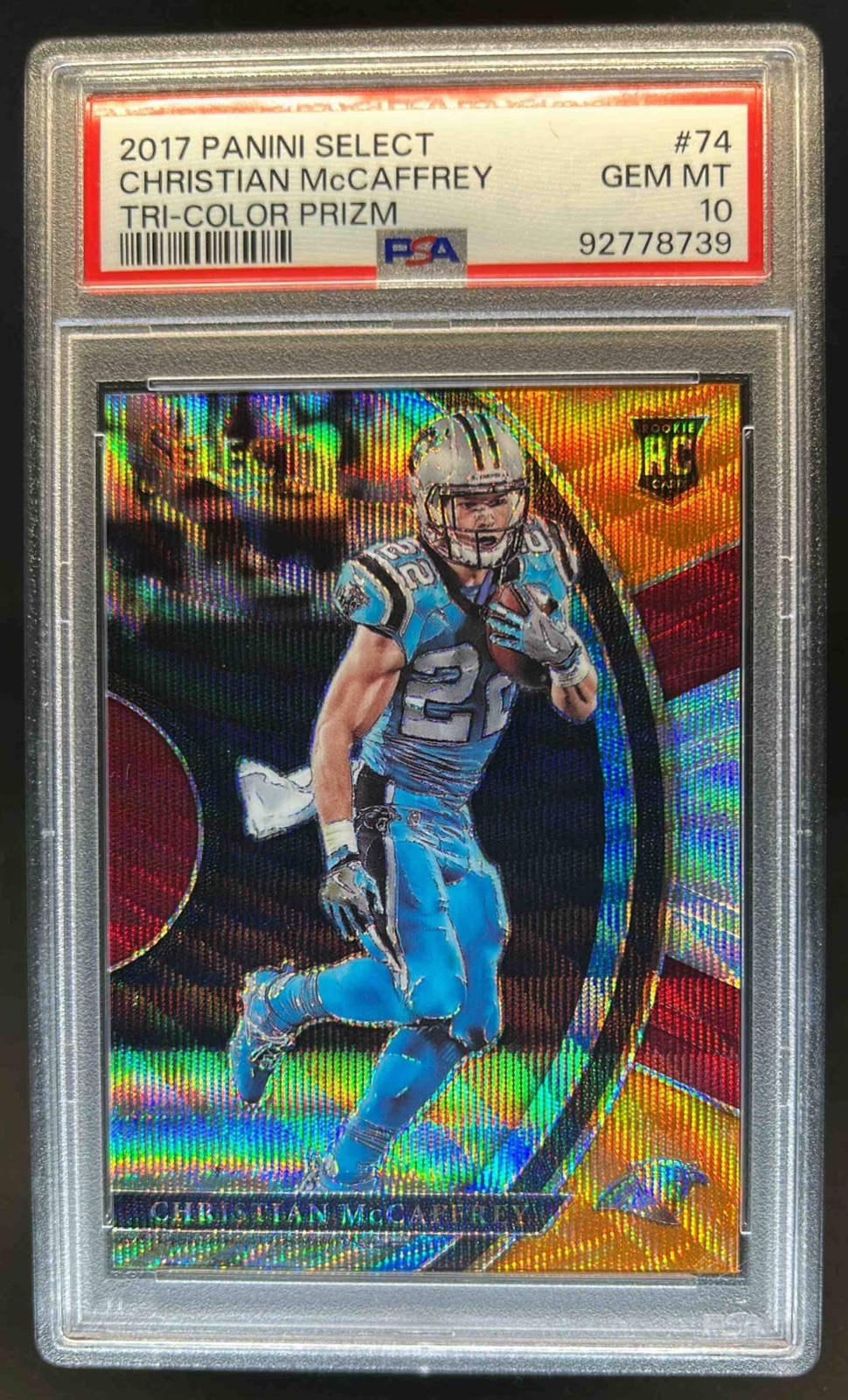 Christian McCaffrey Panini Select #74 Tri-Color Prizm
