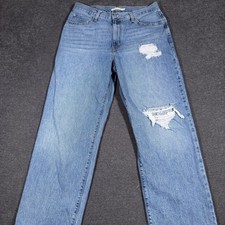 Levi's Women's Mid-Rise 94 Baggy Wide Leg Jeans Size 34 Distressed Medium Wash