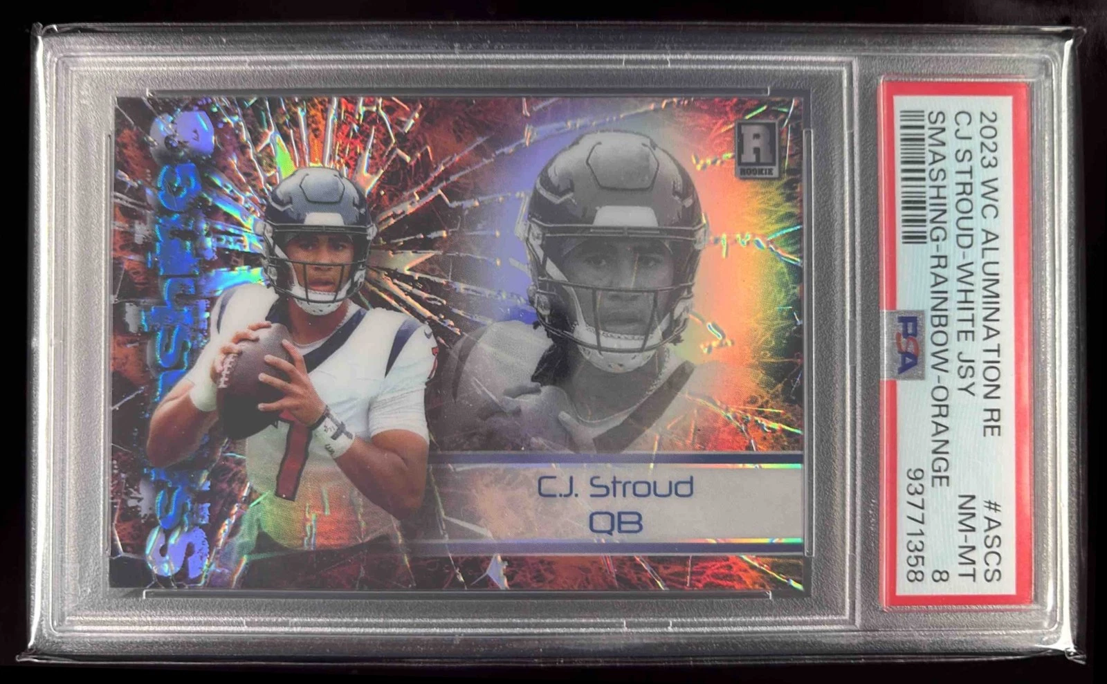 CJ Stroud Wild Card Alumination Rookie Edition Smashing #ASCS Blue Jersey-Rainbow-Orange